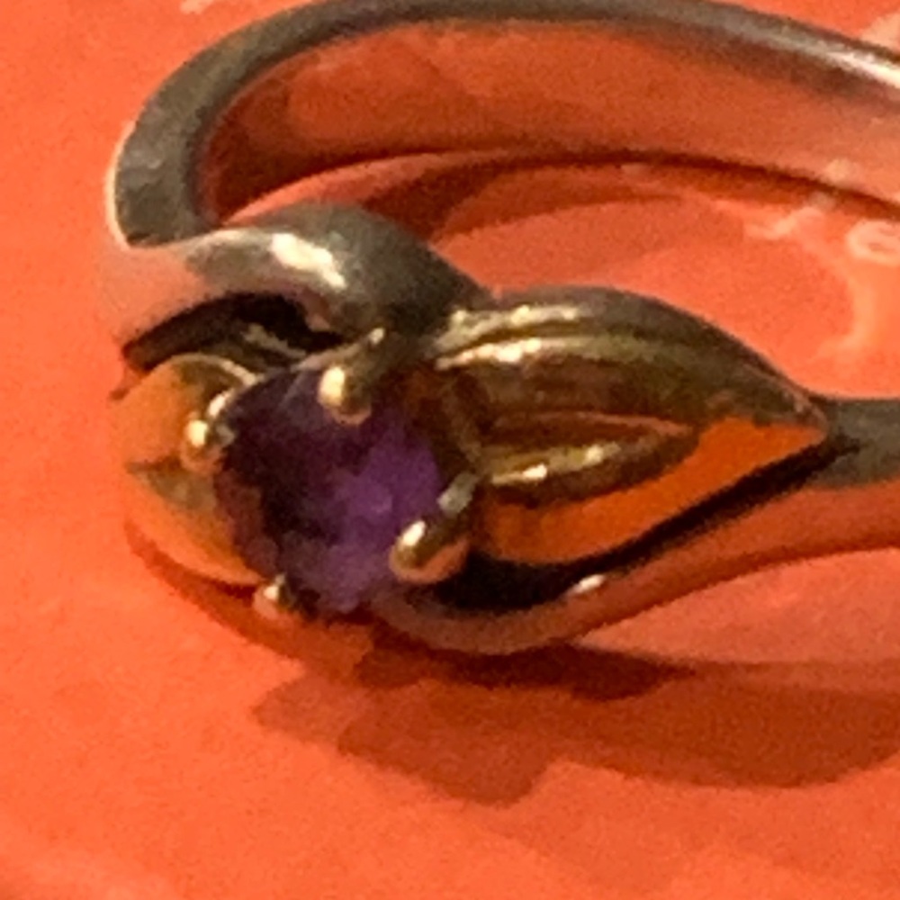 James Avery 925/14k amethyst ring sz 6 gift box